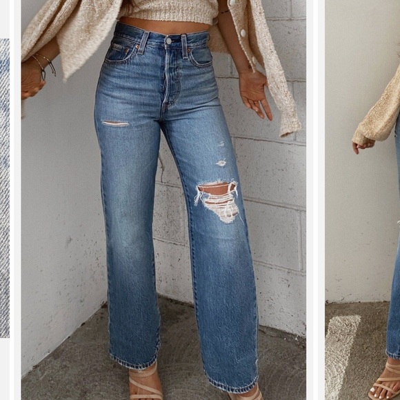 Levi’s distressed Ribcage ankle jeans in straight fit - Picture 5 of 6